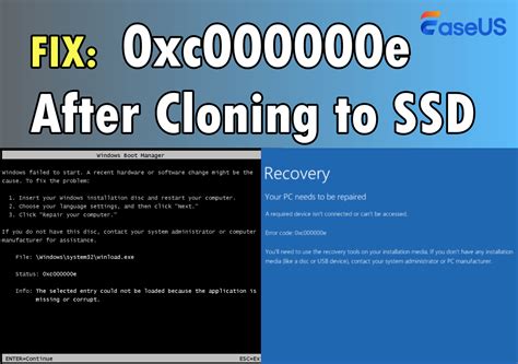 windows boot manager error 0xc00000e after clone